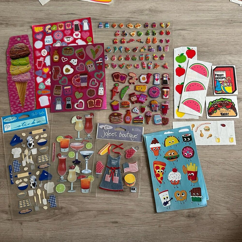 Food Theme Stickers & Lenticular Bookmark for Scrapbook Crafts Collection